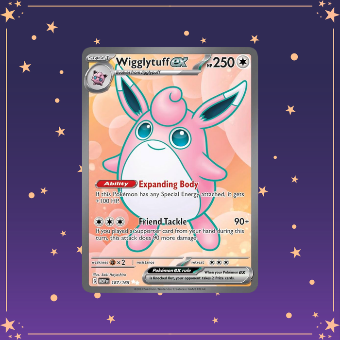 Wigglytuff ex card from Pokémon Scarlet & Violet featuring Friend Tackle and Expanding Body